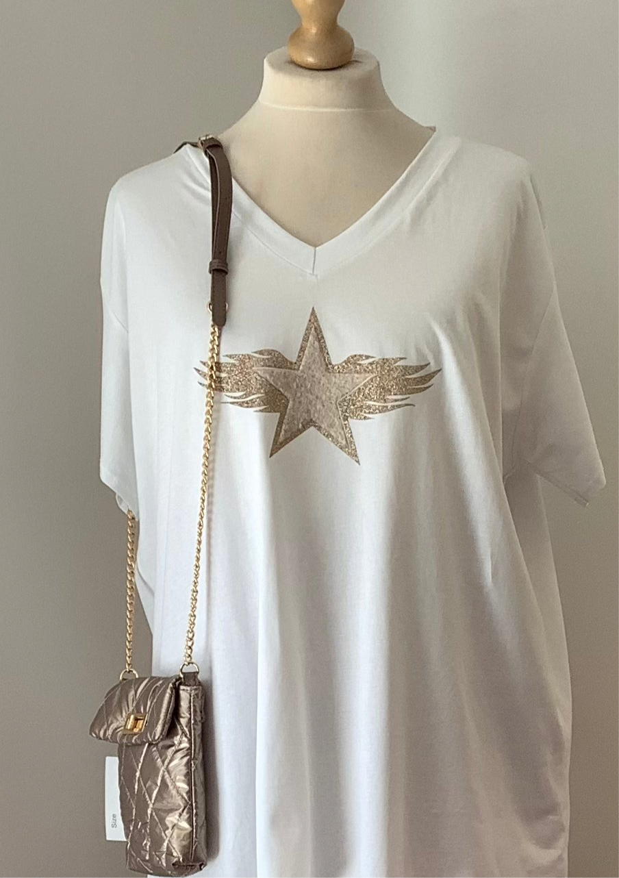 V Neck Star T Shirtl