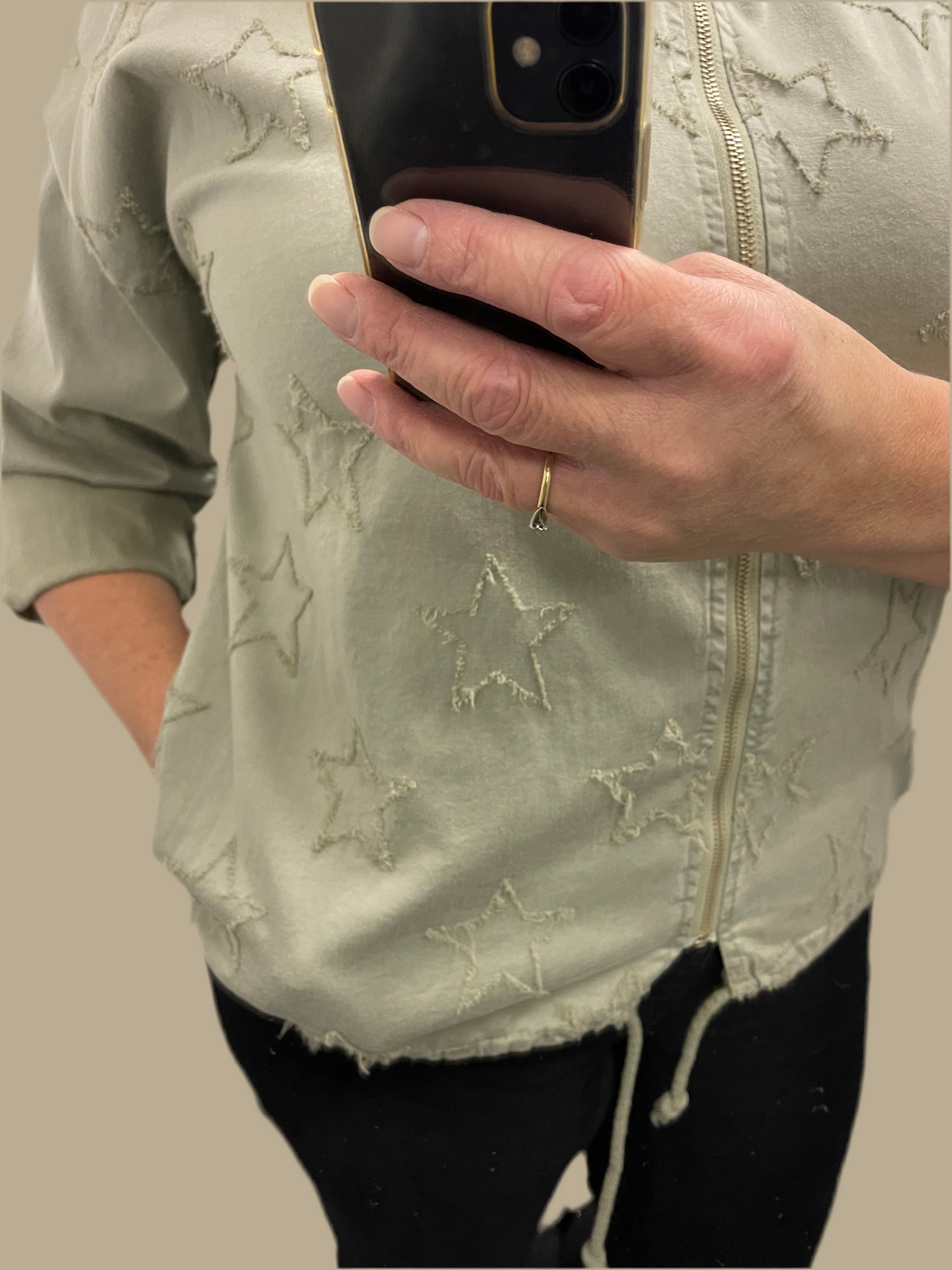 Jules Vintage zip front multi star jacket