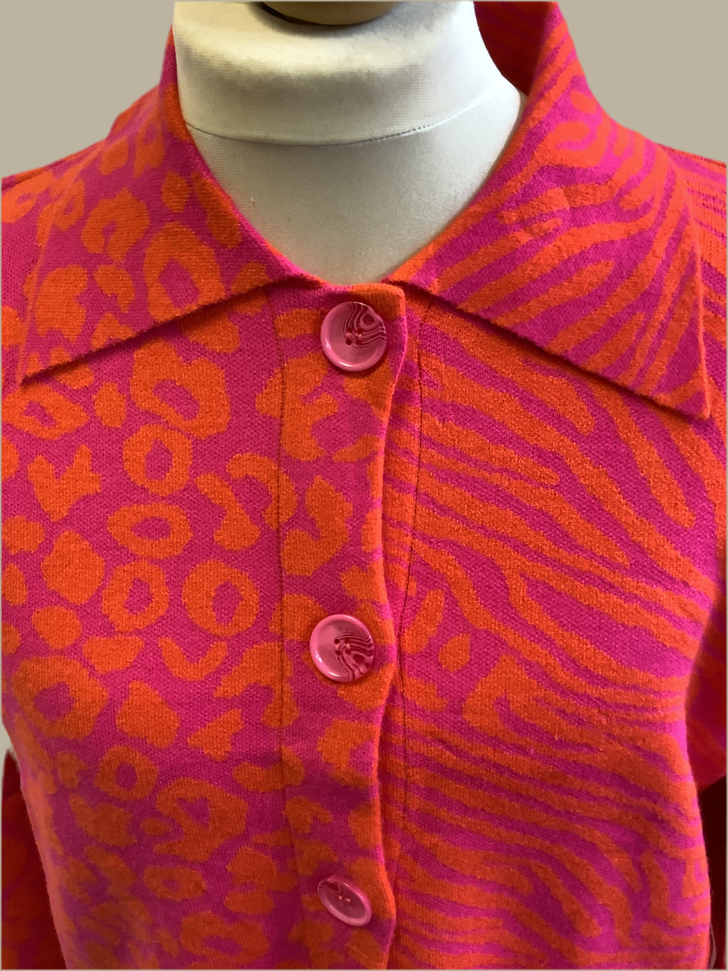 Malissa J Thick knit animal print shirt