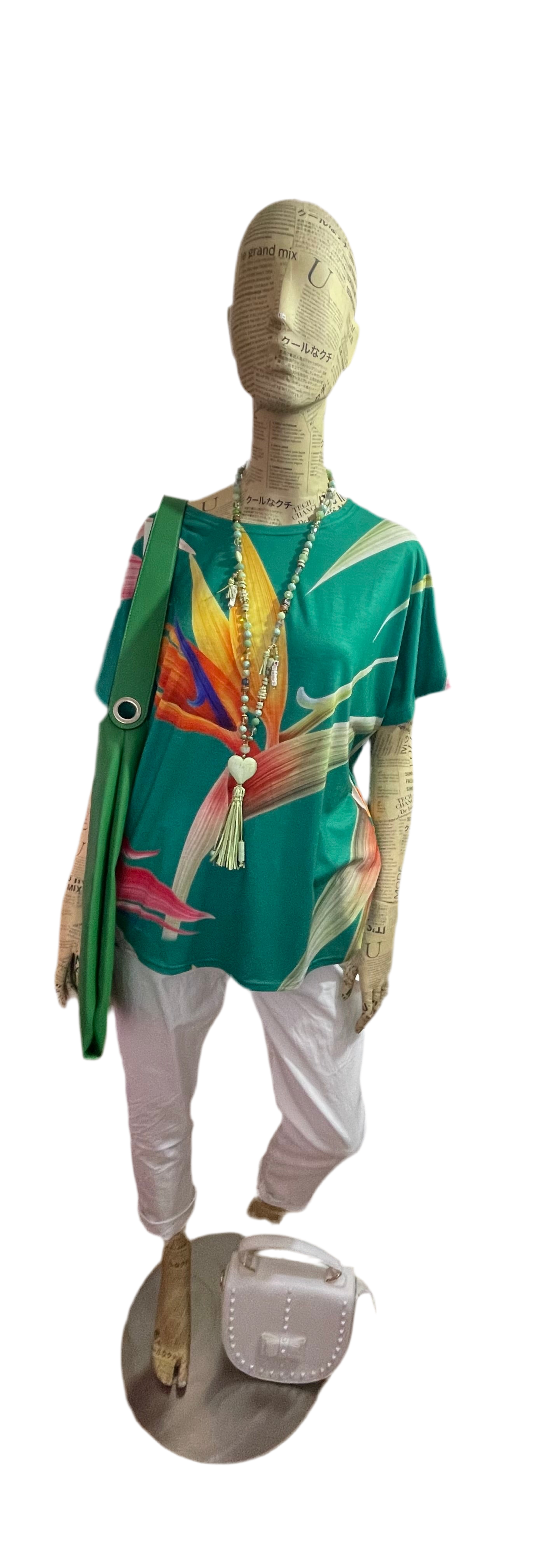 Abstract print bright T Shirt