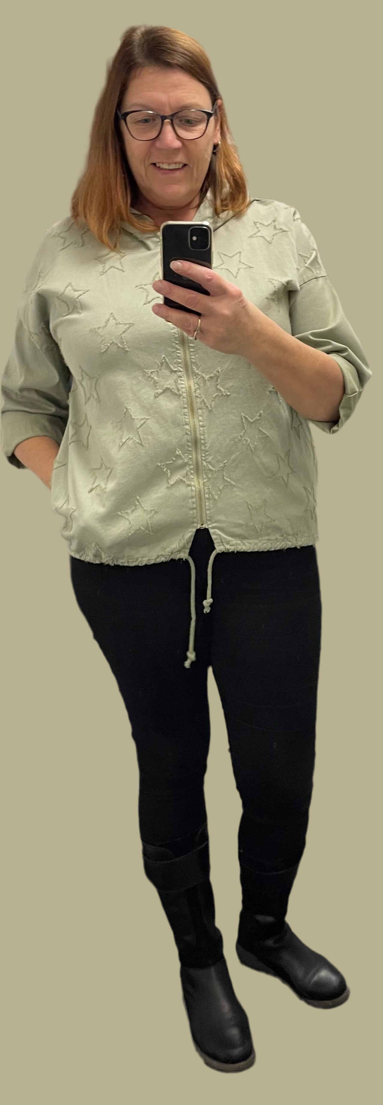 Jules Vintage zip front multi star jacket