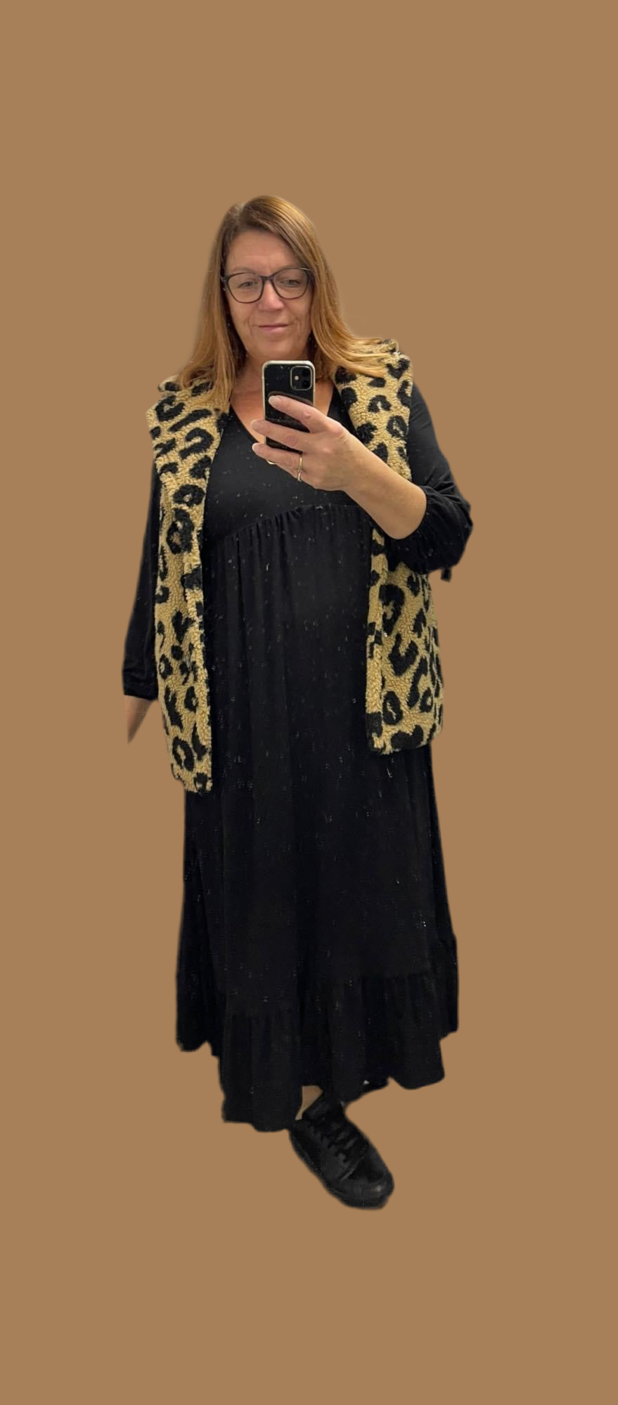 Malissa J Leopard teddy bear gilet with collar