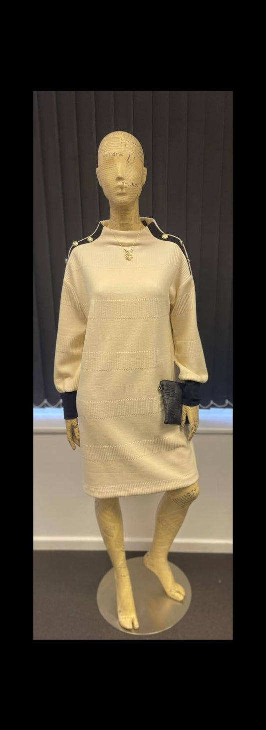 Peruzzi Soft Knit Dress With Button Detail