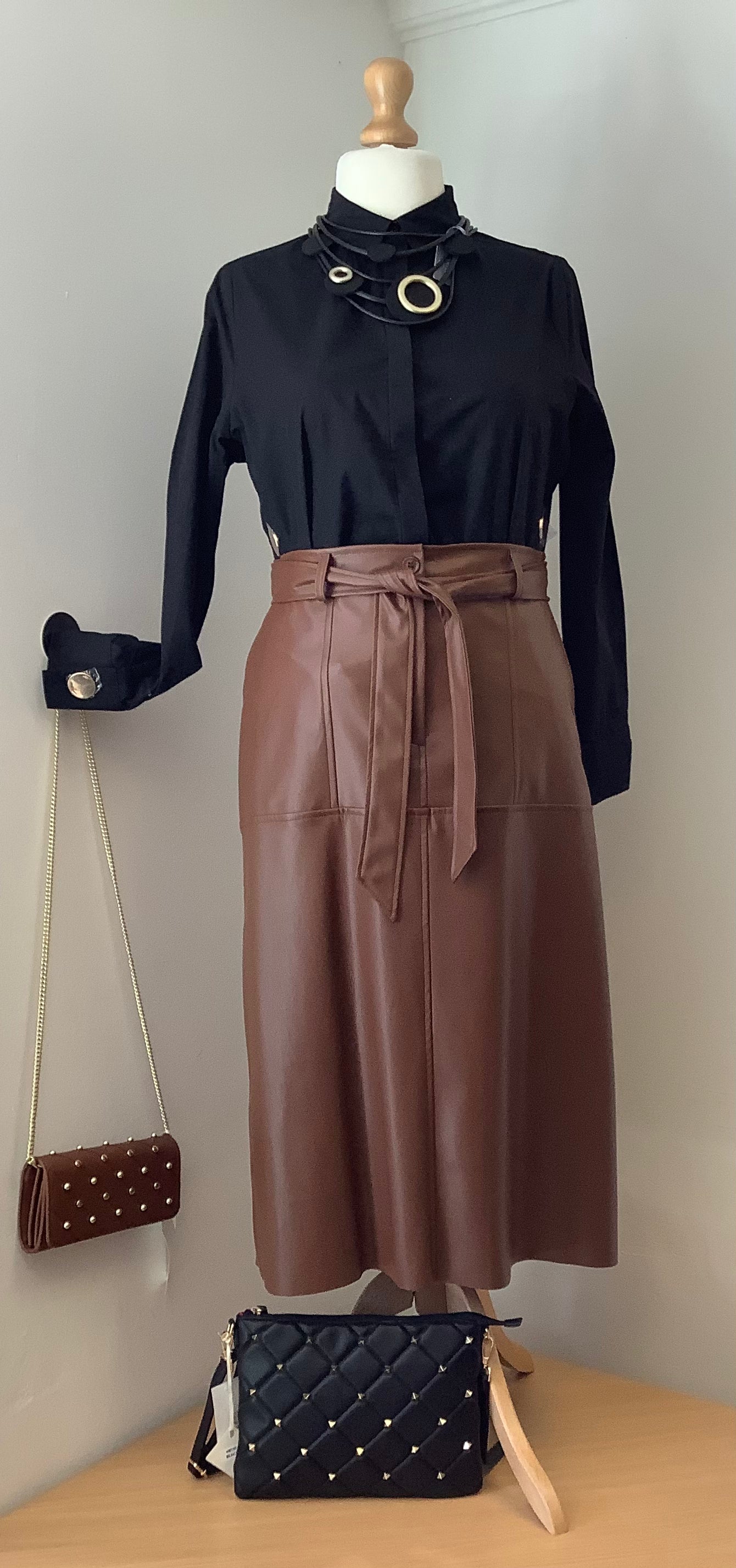 Peruzzi Mock Leather Skirt lol The Classy Cloth Boutique
