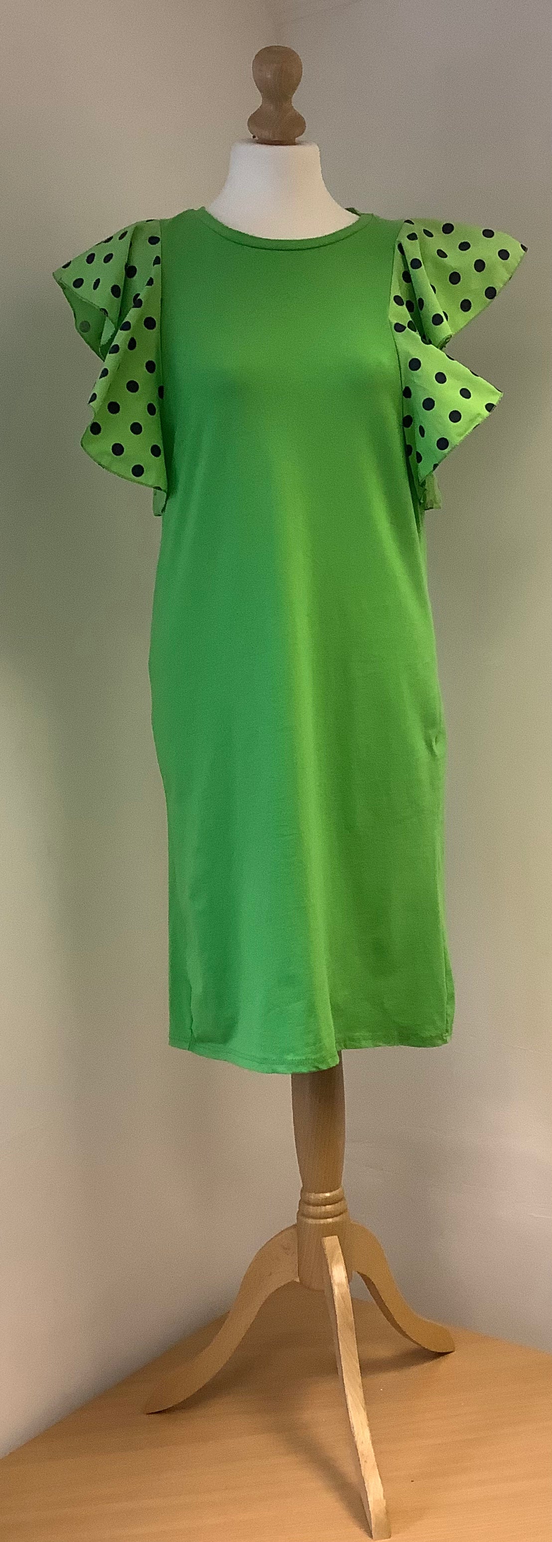 T shirt Dress With Spotty Sleeve