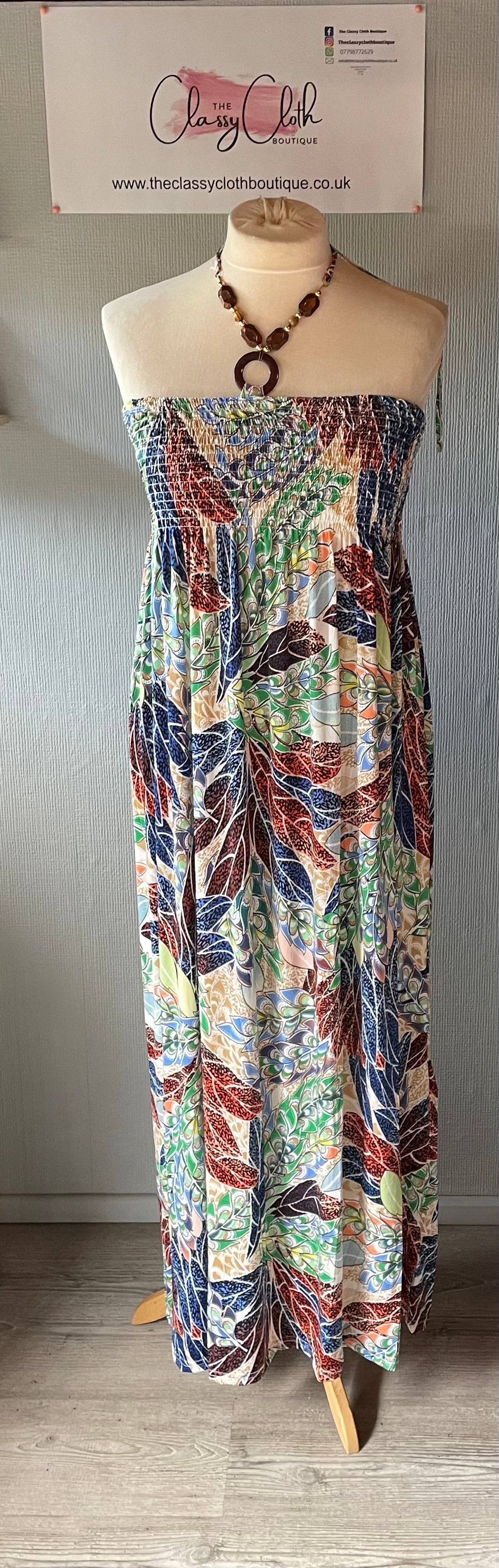 Shirred alter neck maxi dress