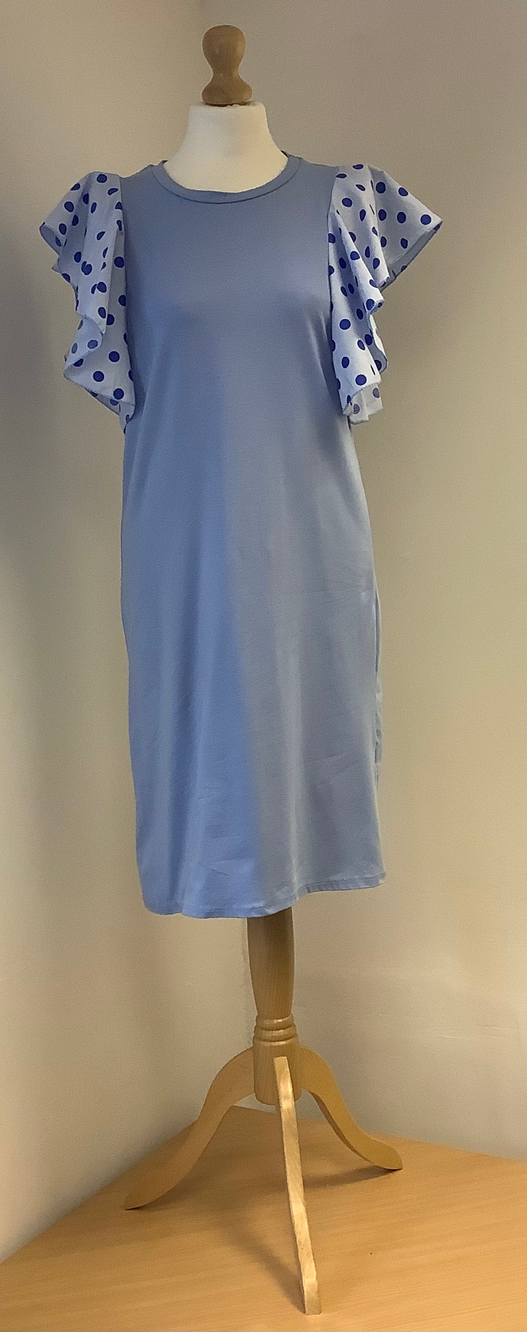 T shirt Dress With Spotty Sleeve