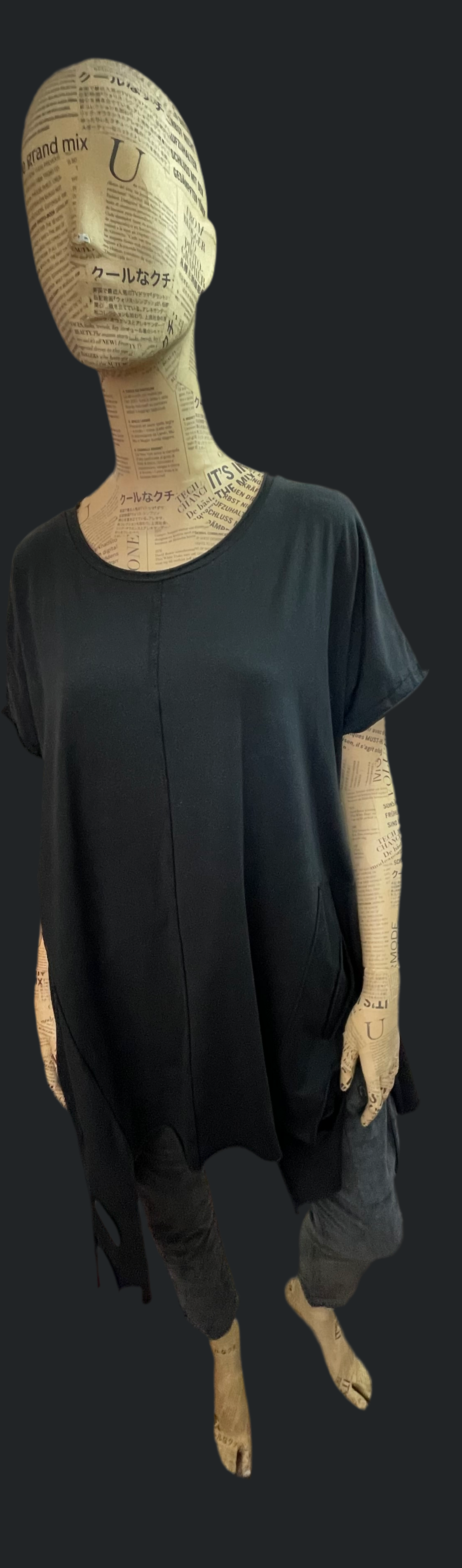 Sarah Tempest oversized jersey top with holes and panel detail