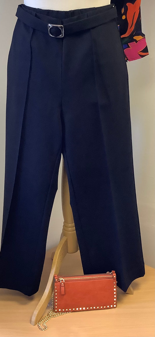 Peruzzi Wide Leg Trousers With Trim Buckle Detail