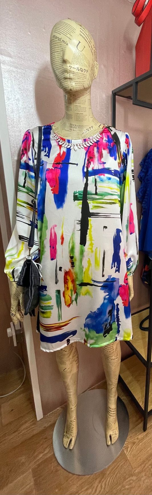 Sarah Tempest satin touch brushstroke tunic dress