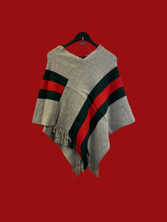 Poncho with thick stripe