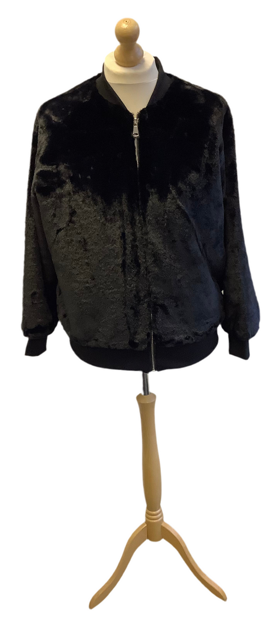 Malissa J Velour zip through bomber jacket.