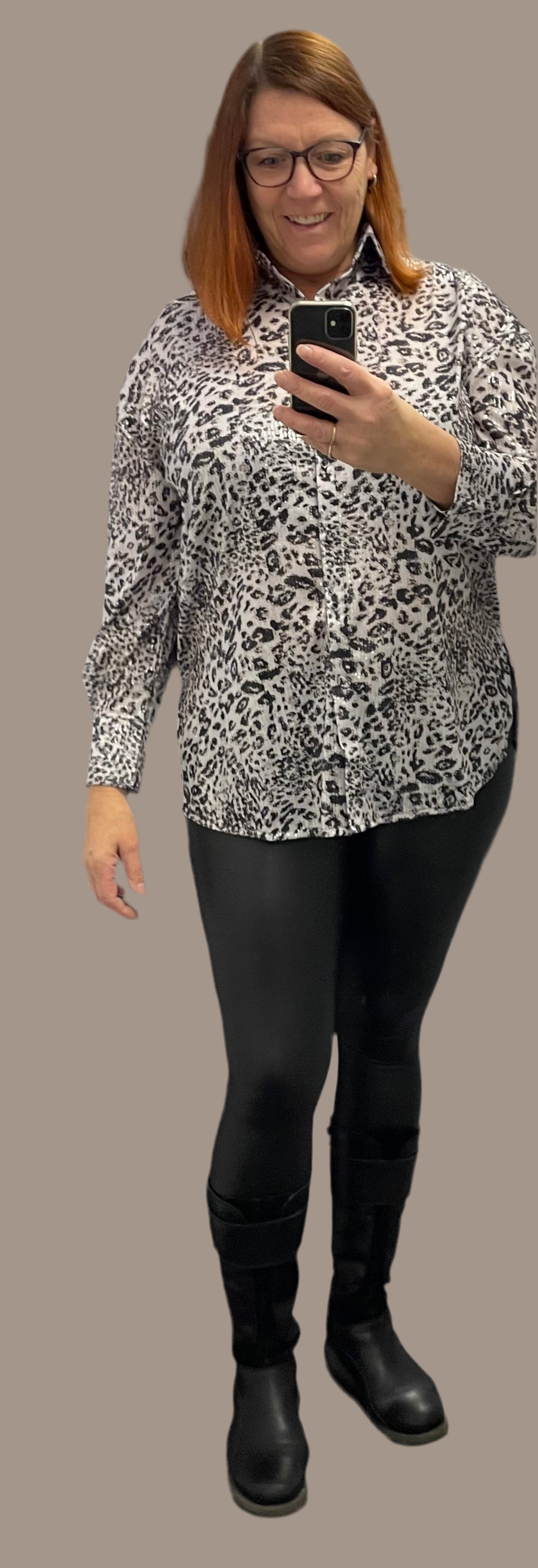 Malissa J woven leopard print sequin shirt