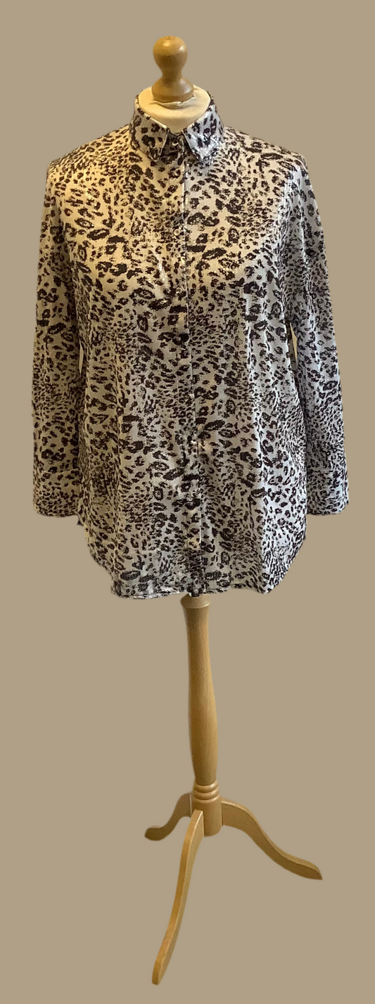 Malissa J woven leopard print sequin shirt