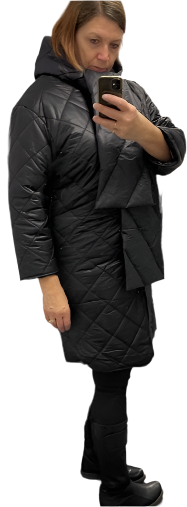 Malissa J Padded coat with detachable scarf hood.