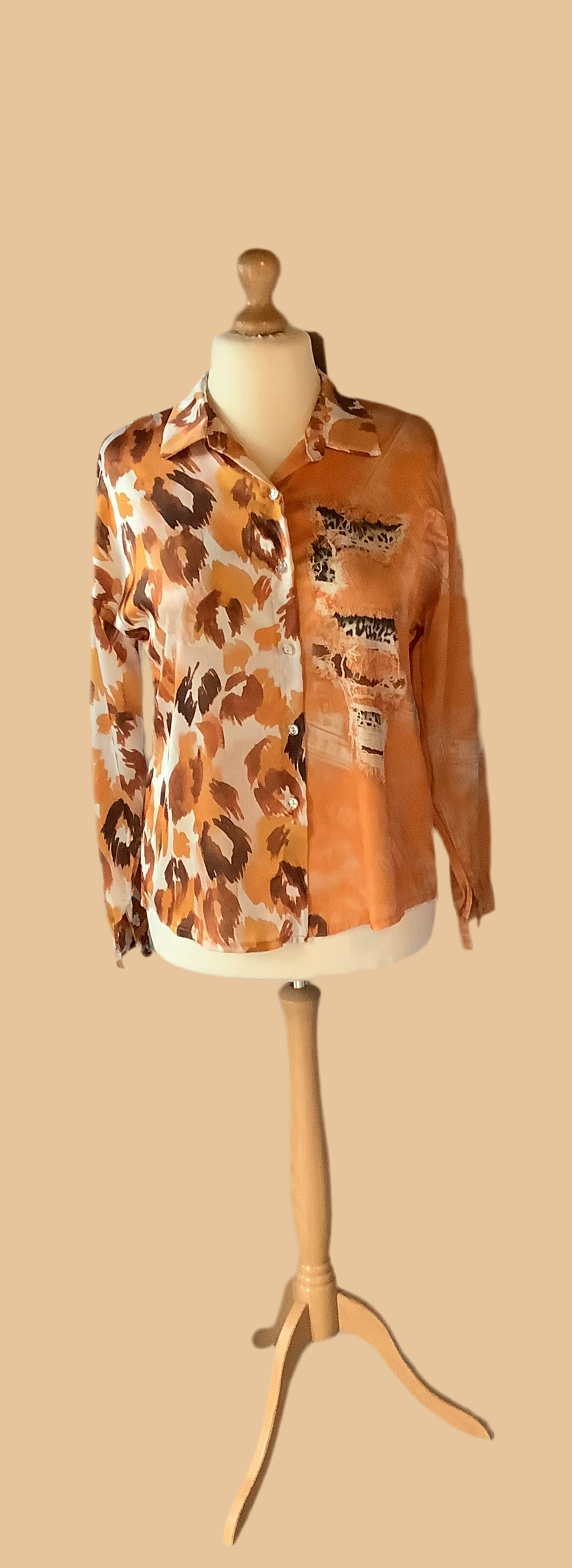 Italian Animal Printed Satin Shirt