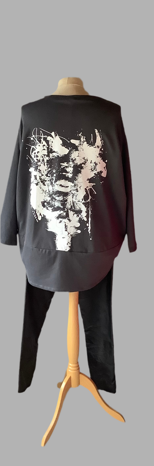 Quirky top with distorted image on the back