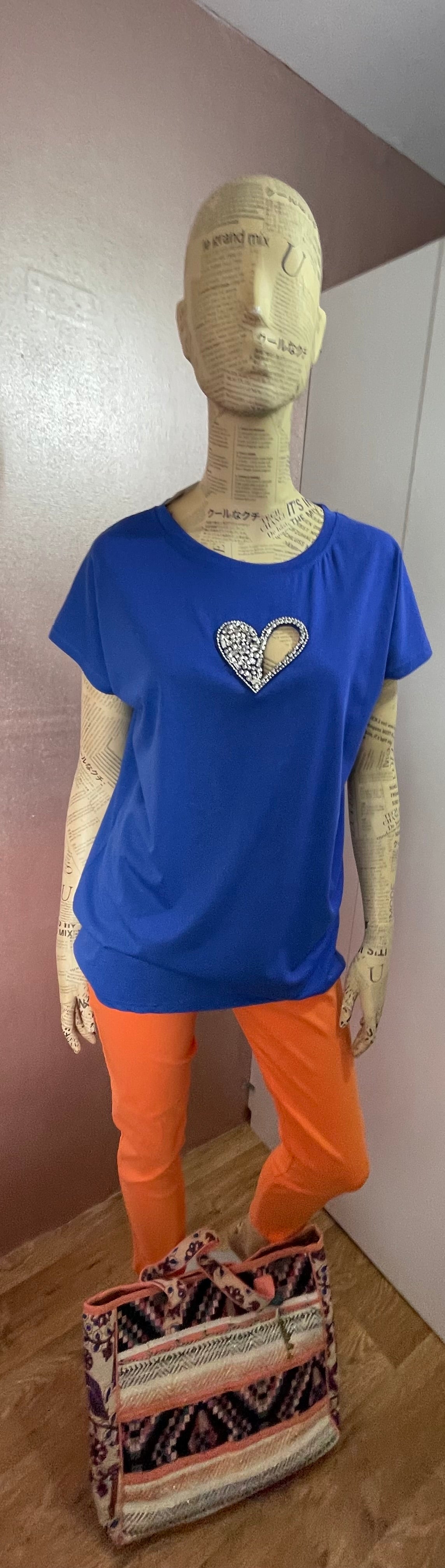 Diamanté heart t shirt