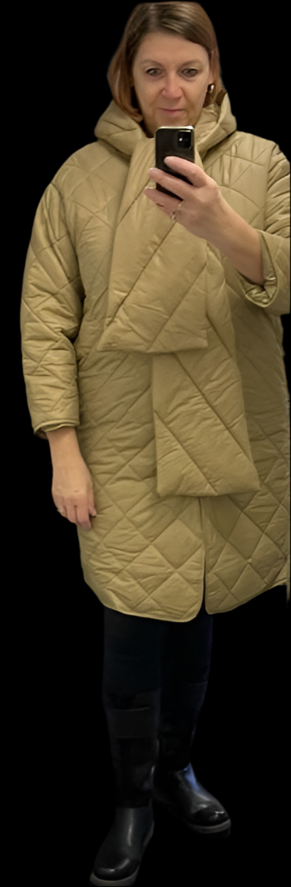 Malissa J Padded coat with detachable scarf hood.