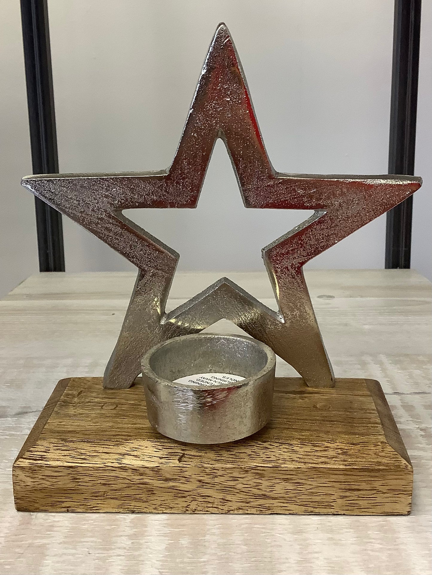 Silver Metal Star Tea light Holder