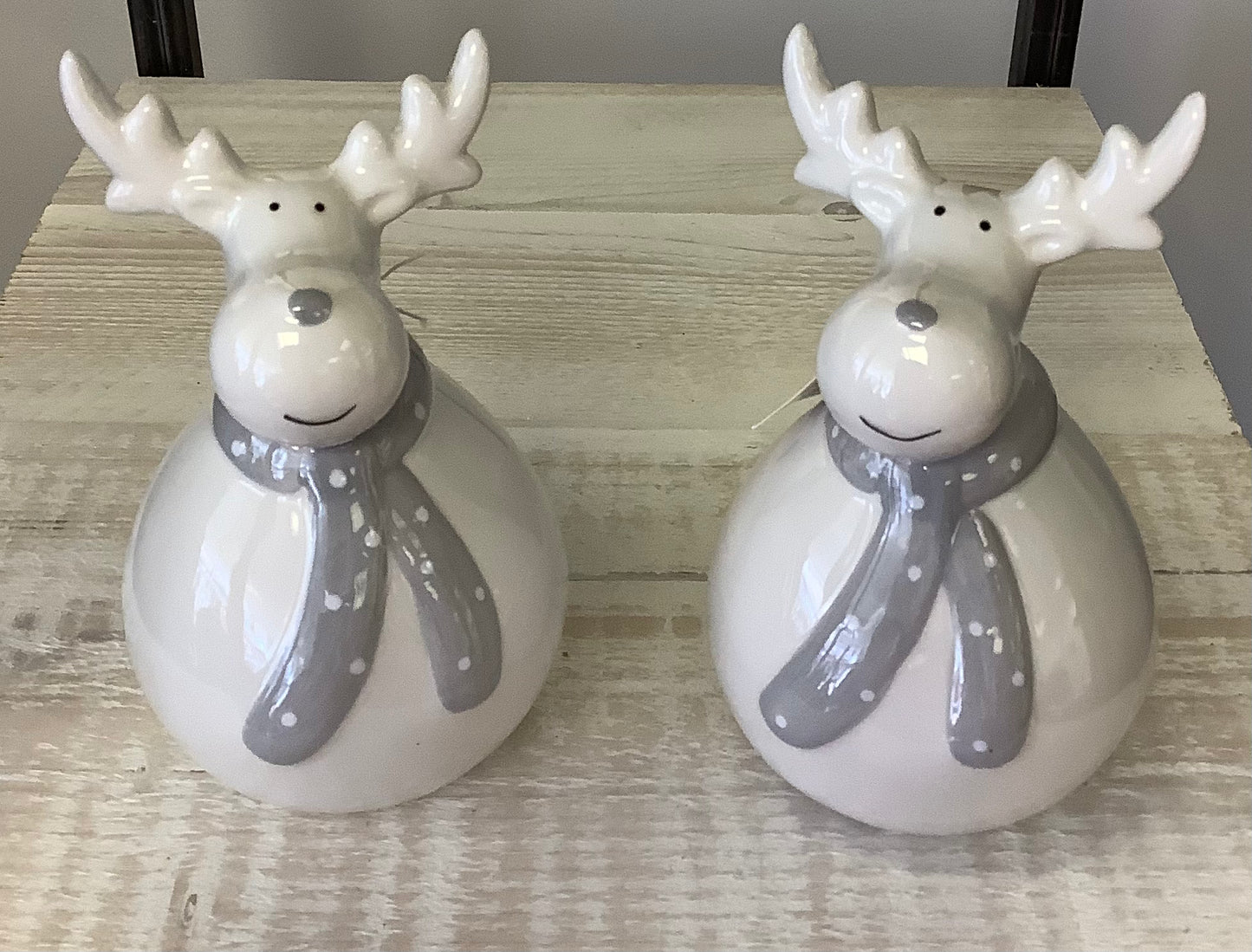 Ceramic Reindeer With Grey Scarf