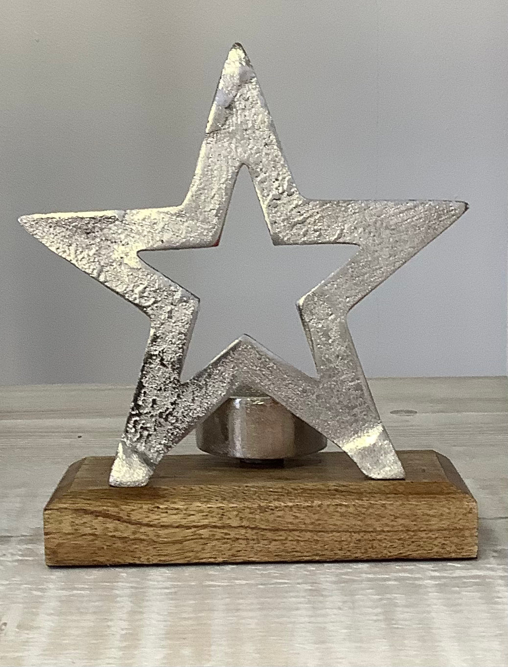 Silver Metal Star Tea light Holder