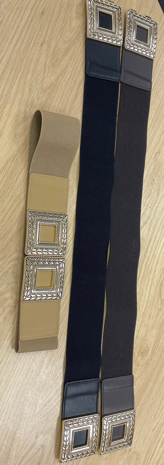 Double buckle elasticated belt