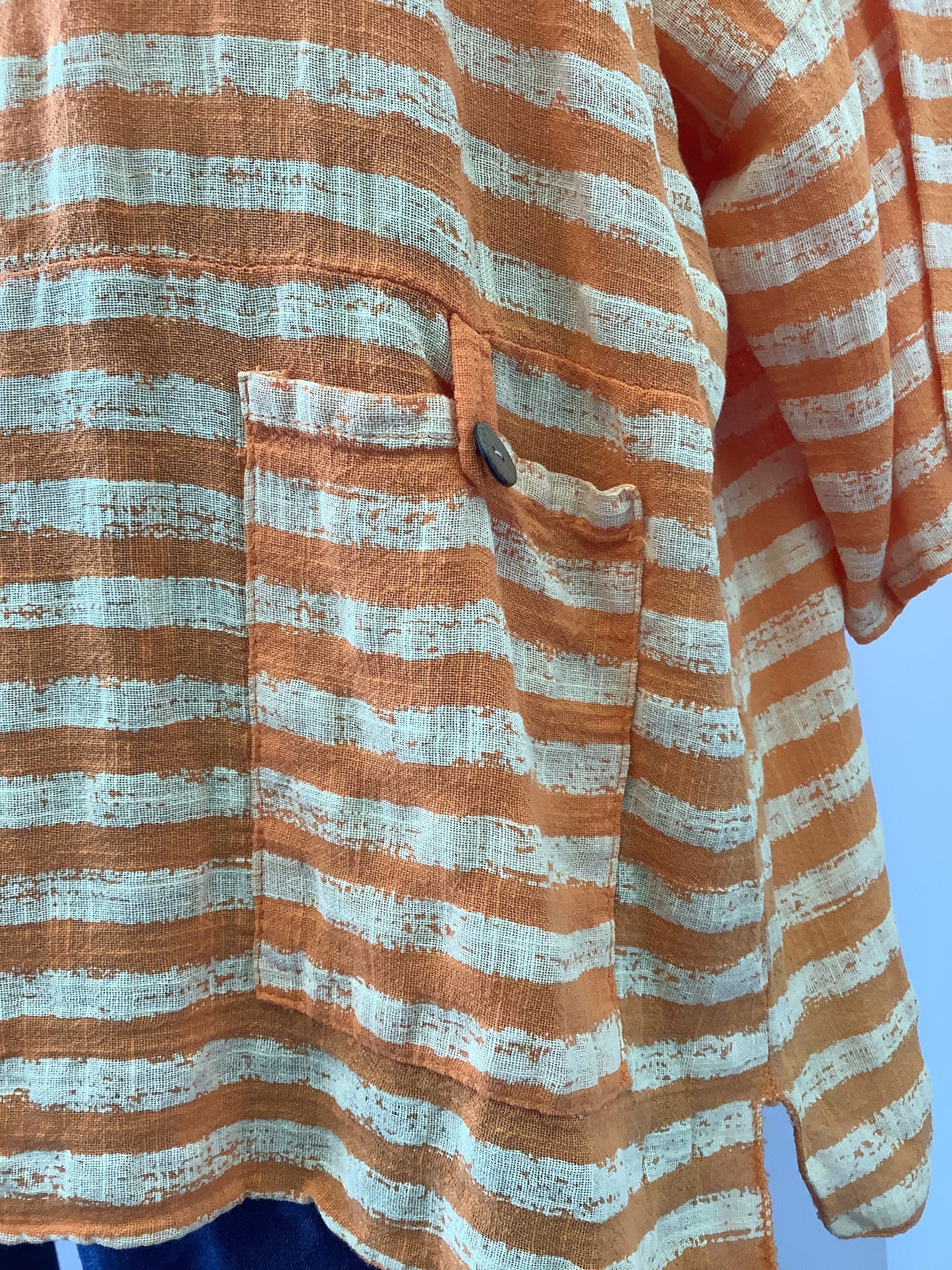 Striped linen pocket top