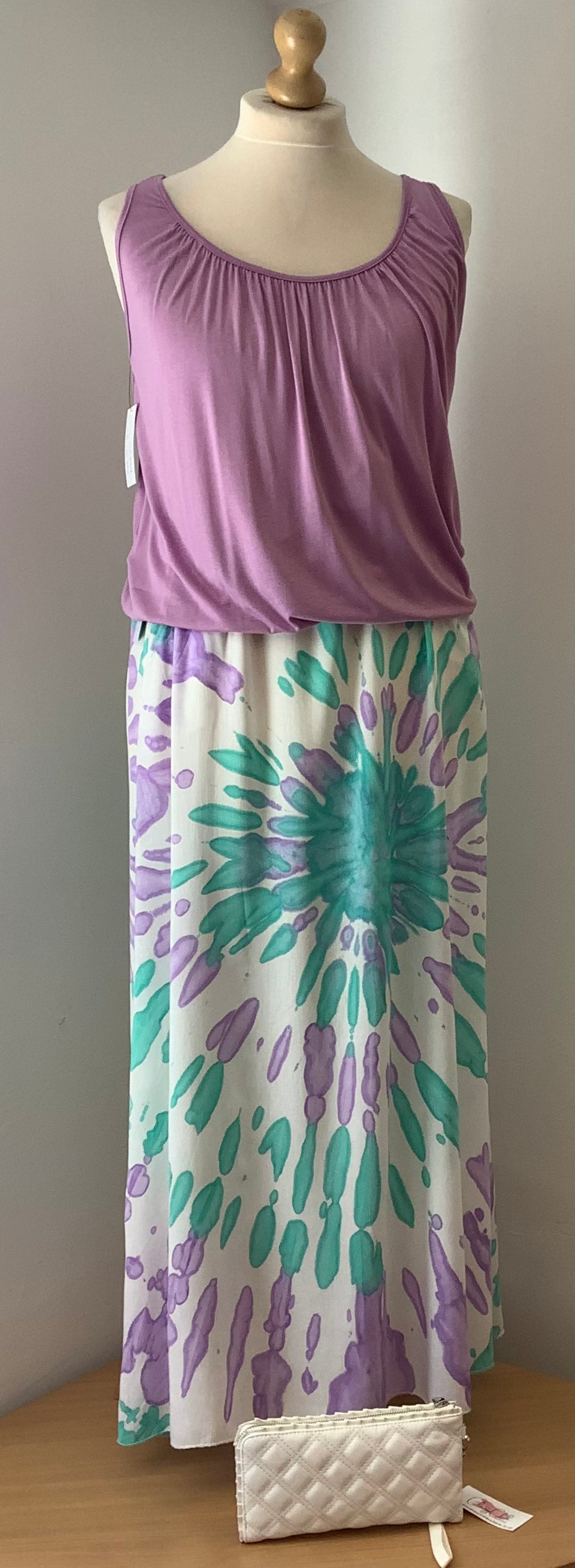 Tie Dye Elasticated Waist Longline Skirt.