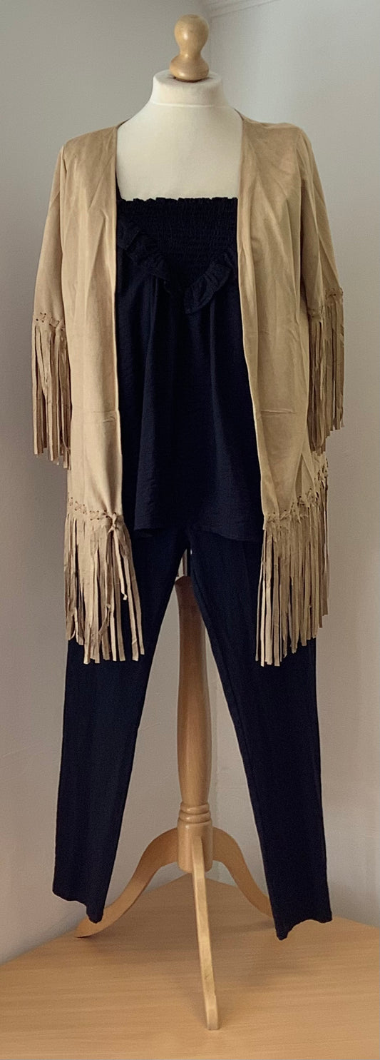 Malissa J Mock Suede Tassel Jacket