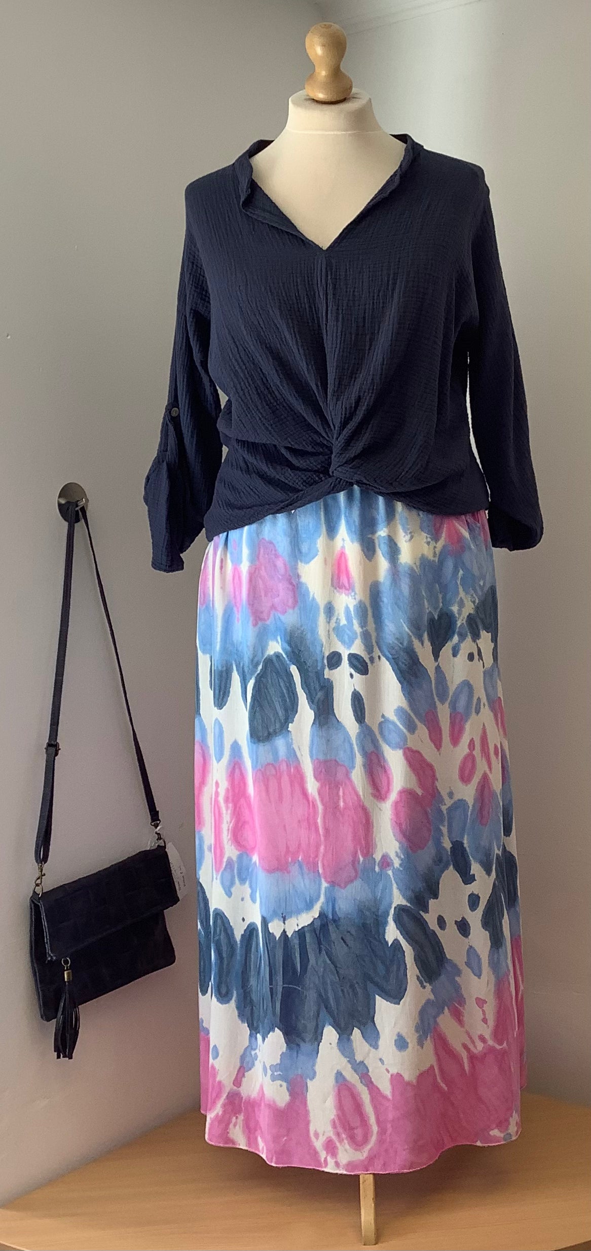 Tie Dye Elasticated Waist Longline Skirt.