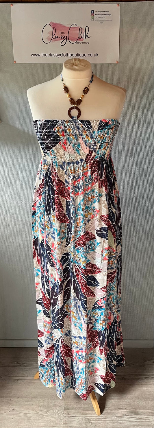 Shirred alter neck maxi dress