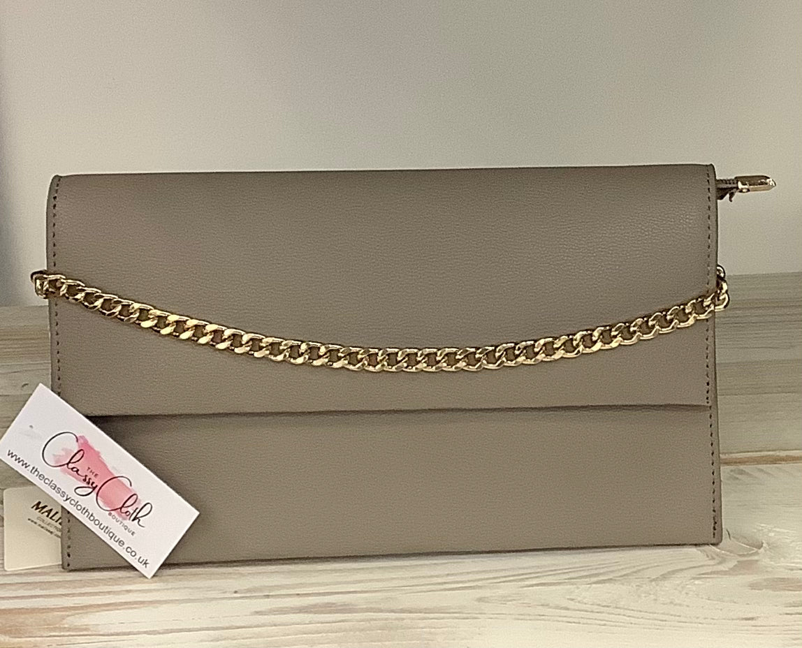 Malissa J chain detail clutch bag