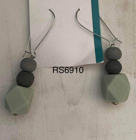 Resin Mint & Grey Earrings