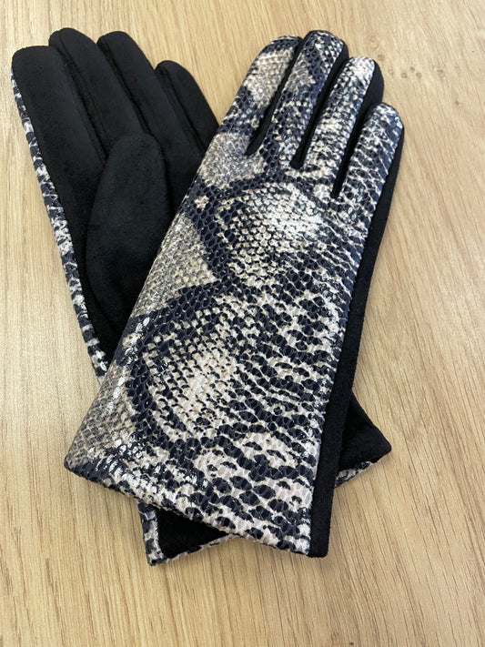 Malissa J snake print gloves